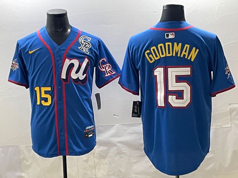 Men 2025 Colorado Rockies #15 Goodman Blue All star Nike MLB Jersey style 08->colorado rockies->MLB Jersey